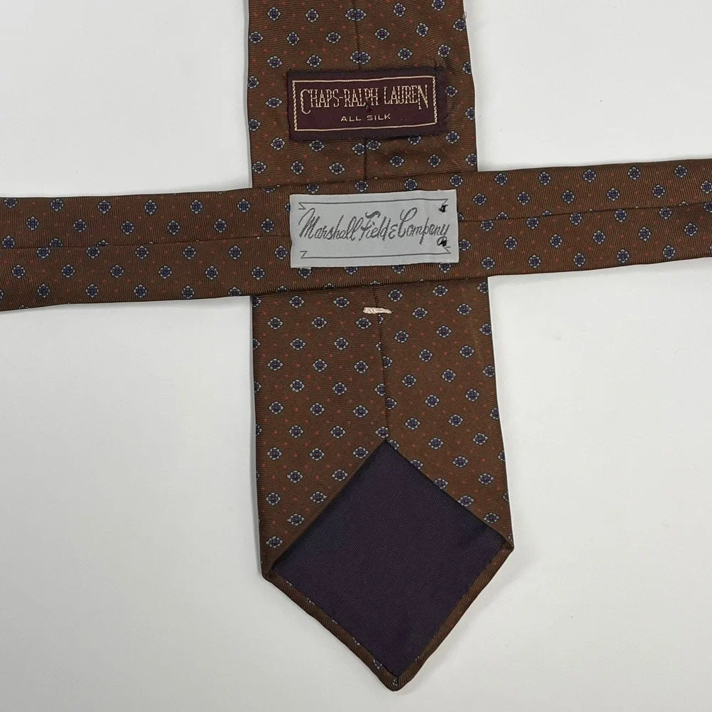 Vintage Chaps Ralph Lauren Silk Men's Necktie Geometric Medallions Made In USA